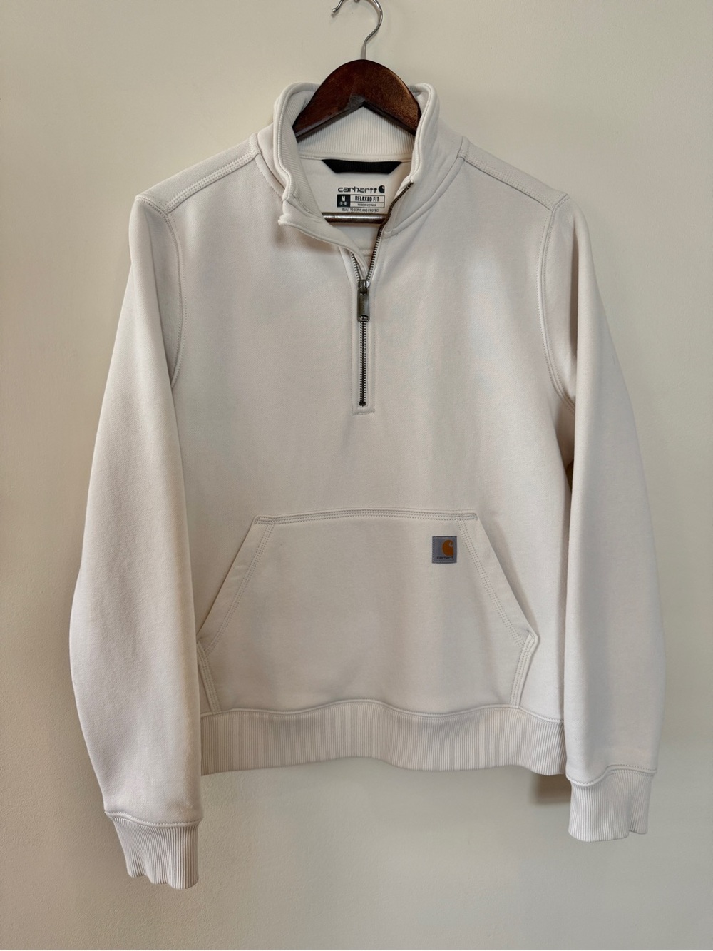 Carhartt Women’s Cream Half-Zip Pullover Sweatshirt Medium NWOT
